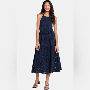 BRAND NEW Time and Tru Women's Navy Blue Eyelet Halter Dress